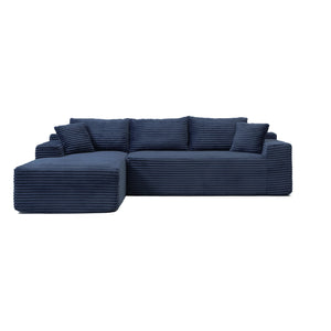 English Elm 105'' Modular Cloud Sectional with Deep Corduroy Cushions for Living Room Lounging W1117S00334