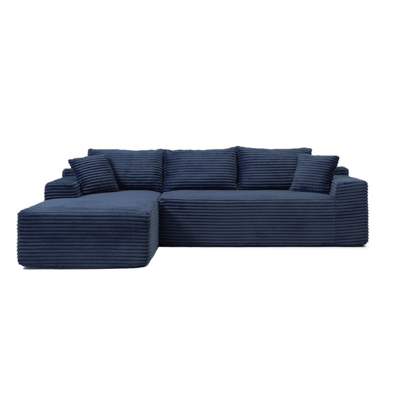 English Elm 105'' Modular Cloud Sectional with Deep Corduroy Cushions for Living Room Lounging W1117S00334