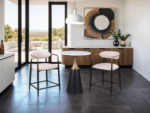 English Elm Contemporary Northall Arm Chair with Sleek Upholstery and Minimalist Profile for Modern Dining Spaces Black,Gold,White 56 L x 26 W x 13 H B2741P409548