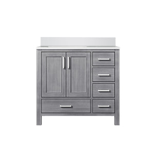 English Elm Distressed Grey Bath Vanity 36" W X 22" D, Cultured Marble Top, Soft-Close Drawers & Elegant Storage B2731P259045