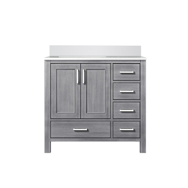 English Elm Distressed Grey Bath Vanity 36" W X 22" D, Cultured Marble Top, Soft-Close Drawers & Elegant Storage B2731P259045
