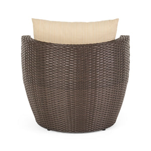 English Elm Christopher Knight Home® - KONO Woven Outdoor 3-Piece Patio Chat Set with Aluminum Frame, Tempered Glass Table, Cushions Brown+Beige 53142.00ALUBRN