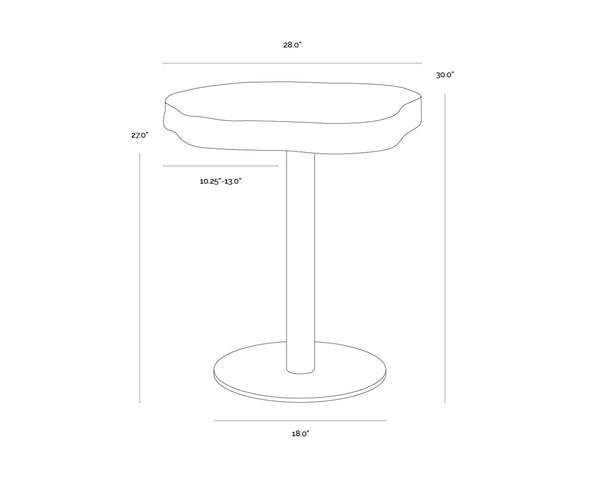Sunpan DELMONT Bistro Table - Stylish 28" Faux Travertine Top with Antique Brass Base for Outdoor Elegance 112373
