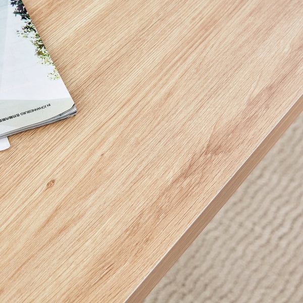 English Elm The MDF and Glass Coffee Table with Wood Grain Top, Tempered Glass Sides, Anti-Slip Pads, 47.2" x 27.5" W1512P347778