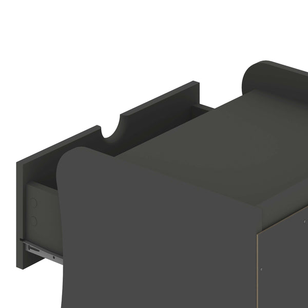 English Elm Coney 20" Nightstand with 2 Soft-Glide Drawers and Curved Panel Legs — Sleek Modern Bedroom Storage Charcoal grey B365P398136