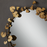 Vinna Round Brass Leaves Mirror