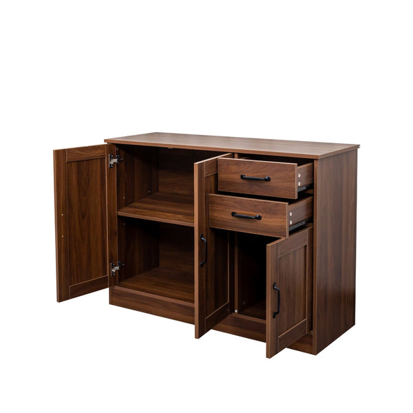 English Elm Modern Wood Buffet Sideboard with 3 Doors, 2 Drawers & Adjustable Shelves – 43.3" Multifunctional Storage Console for Dining, Entryway, Living Room W331P242454
