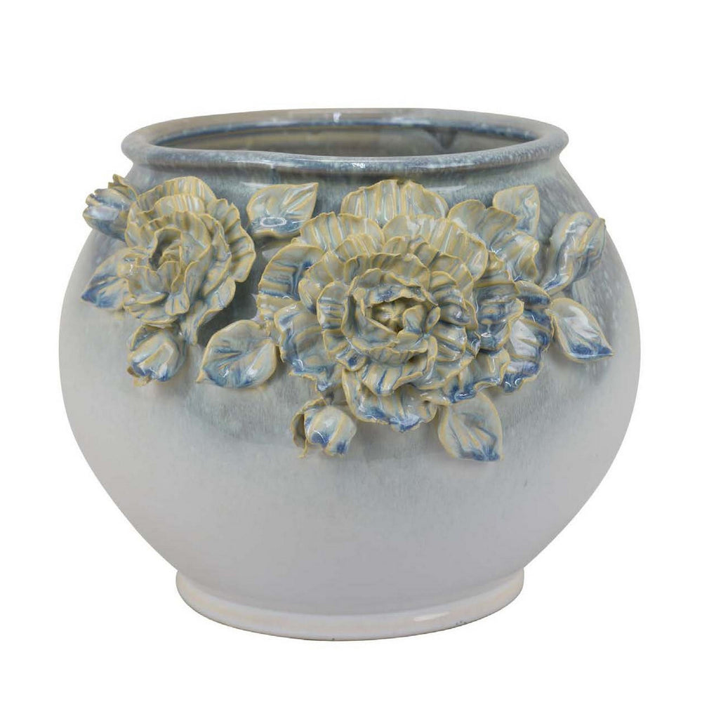 English Elm Lyna Glossy Ceramic Planter Set Speckled Glaze Rounded Form for Indoor Shelves B056P416956