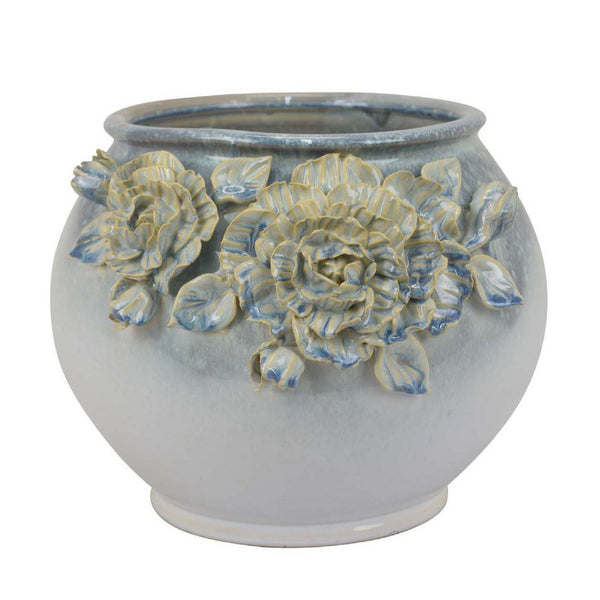 English Elm Lyna Glossy Ceramic Planter Set Speckled Glaze Rounded Form for Indoor Shelves B056P416956