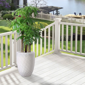 English Elm Ceramic Handcrafted White Planter - Elegant Modern Flowerpot For Indoor & Outdoor Spaces, 21.46Cm W3273P326366