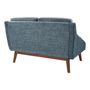 OSP Home Furnishings Mid-century Open Arm Loveseat with Solid Wood Legs and Plush Fiber Cushions Loveseat Navy SL4422R-MC3