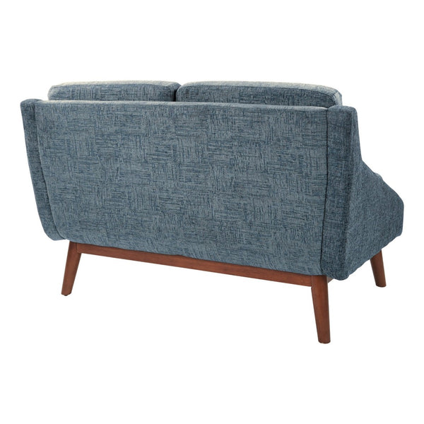 OSP Home Furnishings Mid-century Open Arm Loveseat with Solid Wood Legs and Plush Fiber Cushions Loveseat Navy SL4422R-MC3