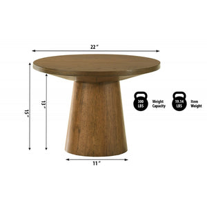 English Elm 22 Sculptural Terra End Table with Pedestal Base, Beveled Top for Modern Minimalist Living Spaces Walnut 13.5 L x 13.5 W x 16 H B011S01871