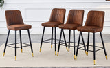 English Elm Brown Suede Skin Velvet Bar Stool - Black Metal Legs With Gold Spray Decoration.Set Of 2 Chairs.Brown,Bar Stool,Black Spray,