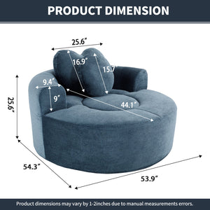 English Elm Round Cloud Sofa Bed Waffle Fabric Memory Foam Convertible Couch for Small Space Living Blue W3224P492030
