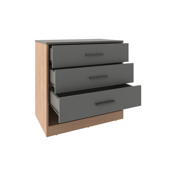 English Elm Fraser Matt Grey/Macadamia Dresser with 3 Spacious Drawers & Open Shelf, Engineered Wood Durable Finish B092P286126