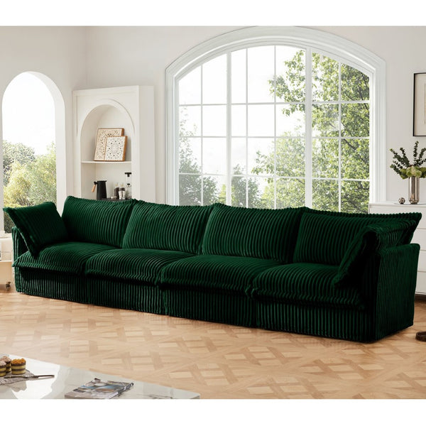 English Elm Slipcovered 4-Seater Sofa In Soft Green Corduroy - Extra Deep, Modular, And Comfy For Living Rooms! W3041S00084-GIGA