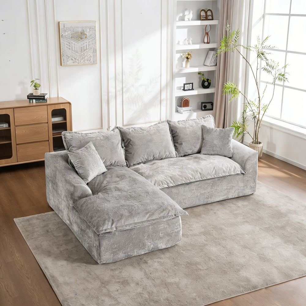 English Elm 103" Chenille Cloud Sectional Modular L-shape Sofa No Assembly Plush Living Room W1170S00044