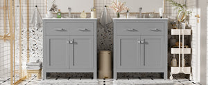 English Elm 60" Modern Bathroom Vanity Set with Double Ceramic Sinks, Soft-Close Doors, Flip Drawer & Storage Gray N729P000002E