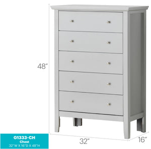 English Elm Primo Parker Chest with French Dovetail Drawers and Padded Headboards for Stylish Bedroom Storage Champagne 34 L x 51 W x 18 H B078112155
