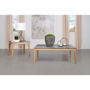 English Elm Blaine Contemporary Grey Faux Marble End Table With Light Oak Base - Elegant Living Room Accent Piece B062P299949