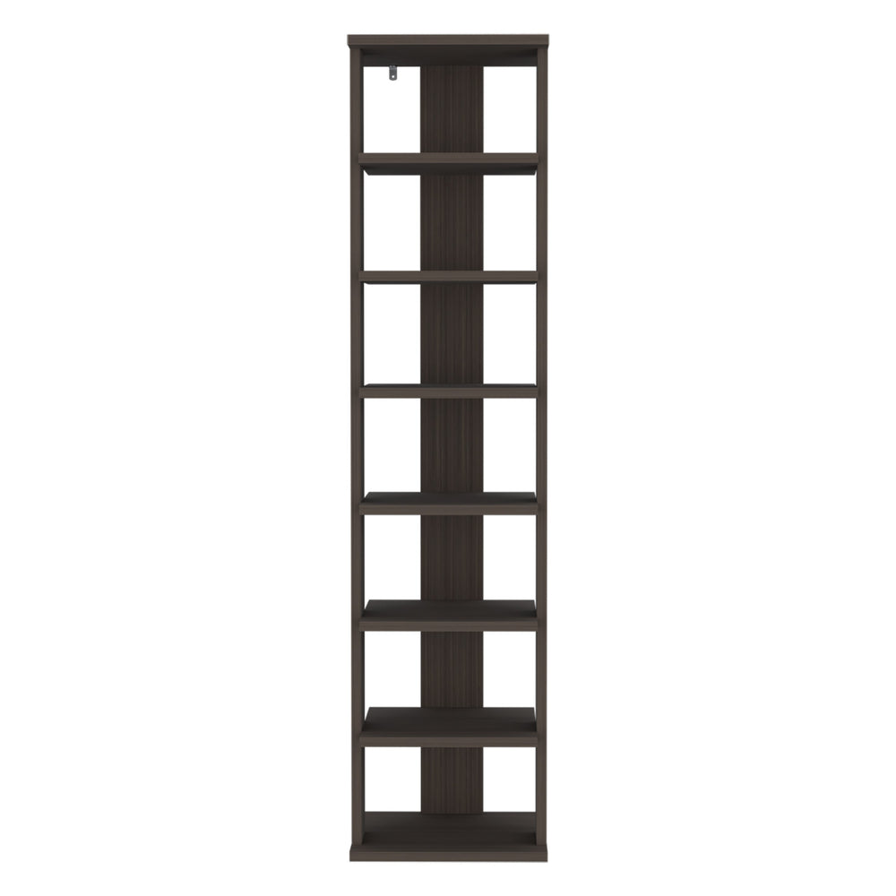 English Elm Hatch 7-Tier Slim Shoe Rack Organizer in Black Brown — Durable Engineered Wood, Space-Saving Design B092P315559