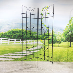 English Elm 4 Pack Powder-coated Metal Garden Trellises Rustproof Climbing Plant Outdoor Support Black W1586P147482