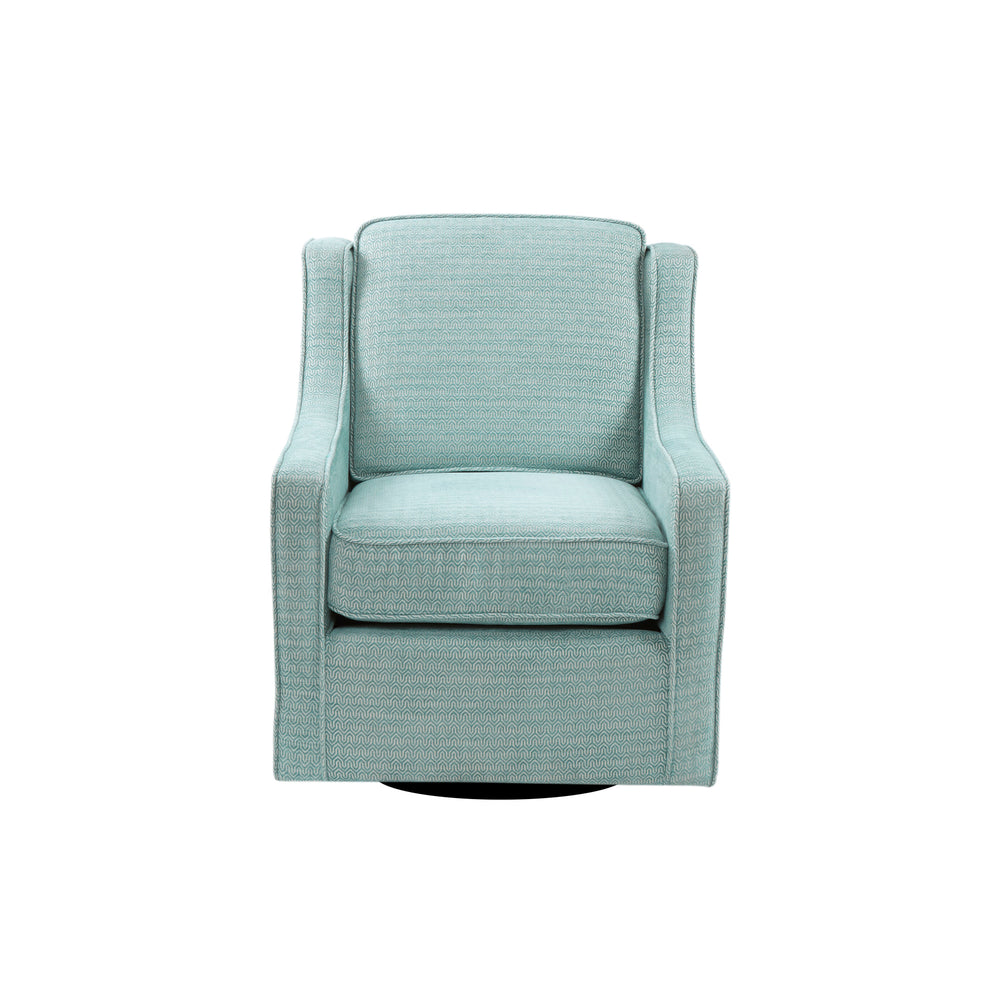 JLA Home Madison Park - Chenille Dusty Aqua Swivel Chair with Wingback-Inspired Curved Arms, 360° Metal Base, No Assembly Required MP103-0702