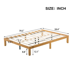 English Elm Queen Solid Wood Platform Bed Low Profile Slat Support No Box Spring Required W1917P169562