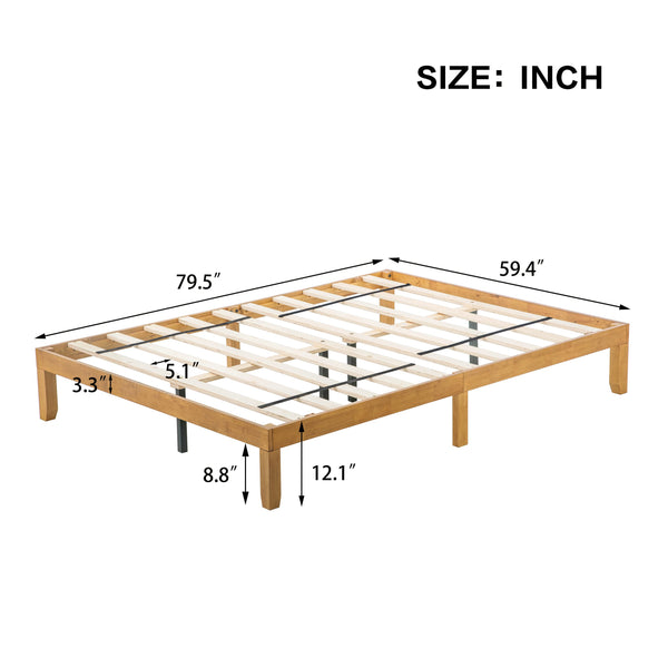 English Elm Queen Solid Wood Platform Bed Low Profile Slat Support No Box Spring Required W1917P169562