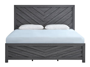 English Elm Rustica Architectural Gray King Panel Bed with Layered Trim Headboard and Footboard B078S00657