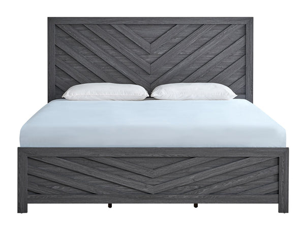 English Elm Rustica Queen Panel Bed Gray Finish Architectural Trim Overlay Modern Bedroom Frame B078S00656