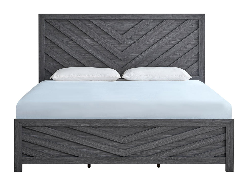 English Elm Rustica Full Panel Bed Gray Laminated Finish Architectural Trim Contemporary Bedroom B078S00655