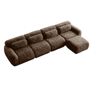 English Elm L-shaped Modular Plush Sectional Sofa with Cloud Foam Cushions for Cozy Living Spaces Chocolate W714S01545