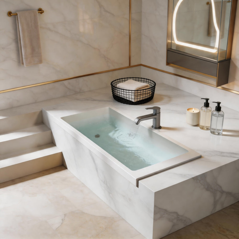 English Elm 70.6'' Freestanding Resin Stone Soaking Tub Polished Spa Bath with Drain Overflow W2753P478630