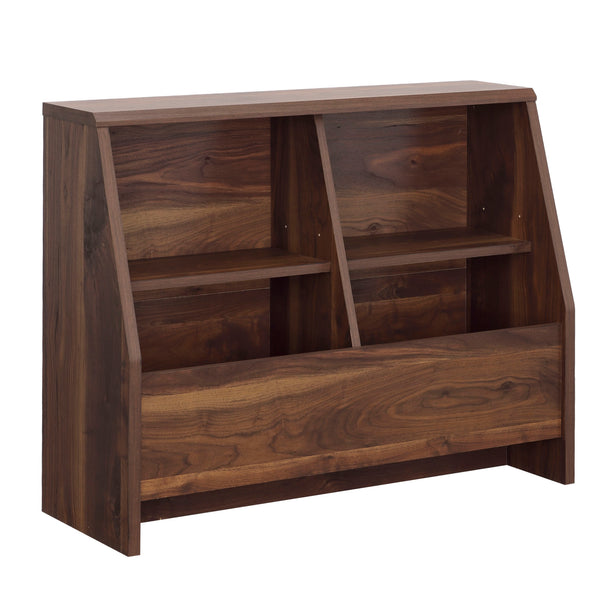 English Elm Bookcase, Medium Brown Engineered Wood With Adjustable Shelves & Dual-Purpose Footboard Design B356P402602