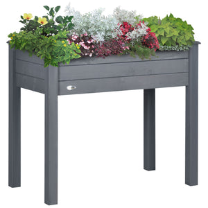 English Elm Outsunny Elevated Wooden Raised Garden Bed with Legs for Vegetables Herbs Flowers, Self-Draining, Ergonomic Height, Easy Assembly Dark Gray W2225P229220
