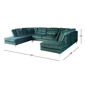 English Elm Brooke Velvet U-shaped Sectional Sofa with Block Legs for Spacious Living Rooms B183S00064