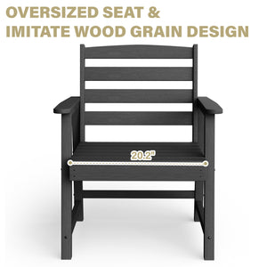 English Elm Single imitation wood grain outdoor dining chair with armrests, waterproof, UV-resistant comfort and durable support Black T3898P371310