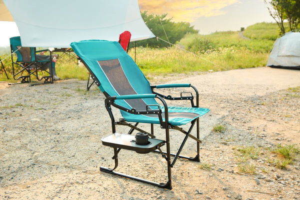 English Elm Camping Director Chair with Side Table, Cup Holder & Mesh Back, Heavy-Duty Folding Seat for Outdoor Events Blue W640P224442