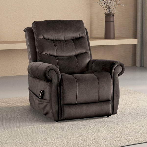 English Elm Transitional Multi-Function Glider Recliner with Channel Back, Cup Holders, Hidden Storage, Upholstered Comfort Dark Gray 39 L x 31 W x 33 H B2741P387666