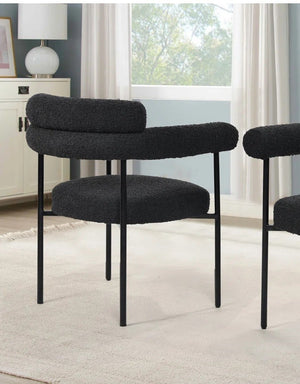 English Elm Set of 2 Boucle Fabric Kitchen Dining Chair with Armrest, Sleek Stainless Steel Frame, Cream Finish Black 53 L x 28 W x 12 H B011P353076