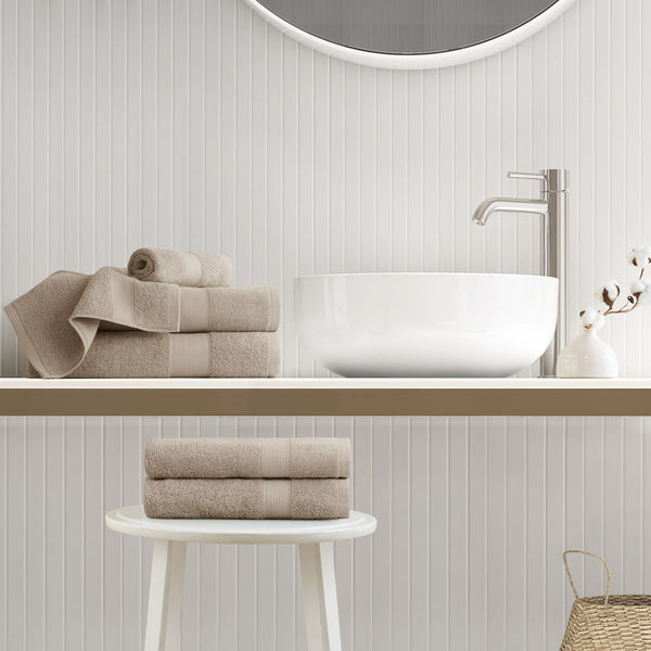 JLA Home Comfort Spaces - 500GSM Plush 6pc Towel Set Crafted from 100% Turkish Cotton for Spa Softness, Quick-Dry, Oeko-Tex Safe Beige AM73-0239