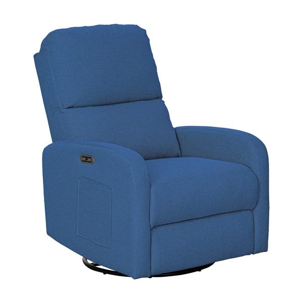 JLA Home INK+IVY - Power Dakota Recliner with Swivel, Glider & USB Charging — Power Recline, Storage Pocket, Plush Comfort Blue II103-0609