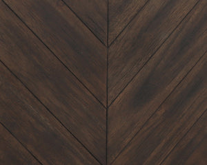 Sunpan Greyson Media Console Cabinet - Stylish Smoked Acacia Wood with Chevron Pattern & Brass Feet