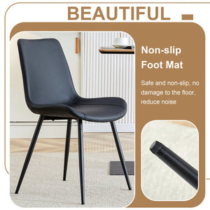 English Elm Table Set 42 Inch Round Wood Grain Glass Inlay with Six Tech-fabric Dining Chairs Brown+Black W1151S04482