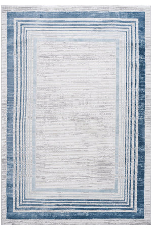 English Elm Marfi Collection 8X10 Blue And Ivory Bordered Area Rug - Soft, Stain-Resistant, Family-Friendly Design B189P183530