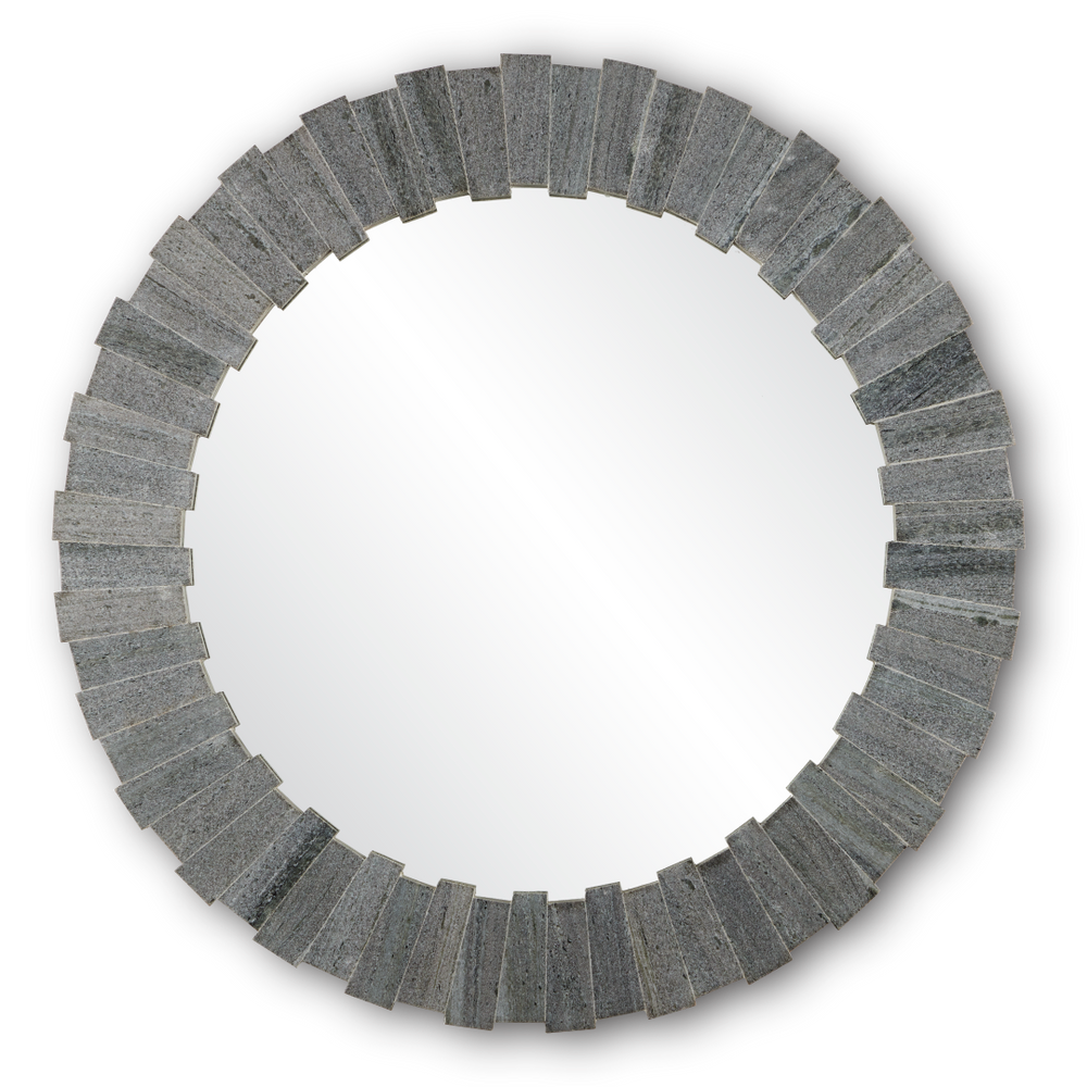 Dario Round Gray Mirror – Stunning Marble Design, Textured Finish, Modern Home Decor Accent Piece