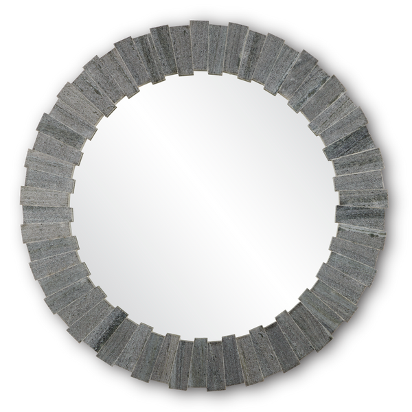 Dario Round Gray Mirror – Stunning Marble Design, Textured Finish, Modern Home Decor Accent Piece