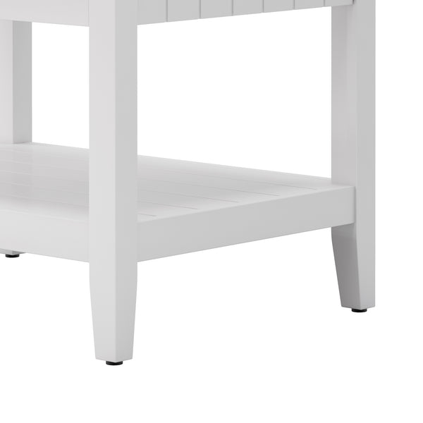 English Elm 24" Morandi White Bathroom Vanity with Ceramic Sink, Solid Wood Frame & Open Shelf, Modern Elegance N725P189823K